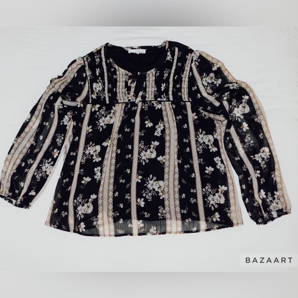 Black and White Blouse with Patters
